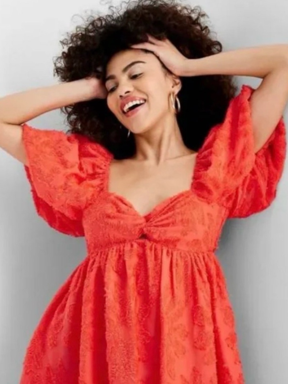 Women's Floral Print Puff Short Sleeve Dress Future Collective with Gabriella 2X - Picture 3 of 11